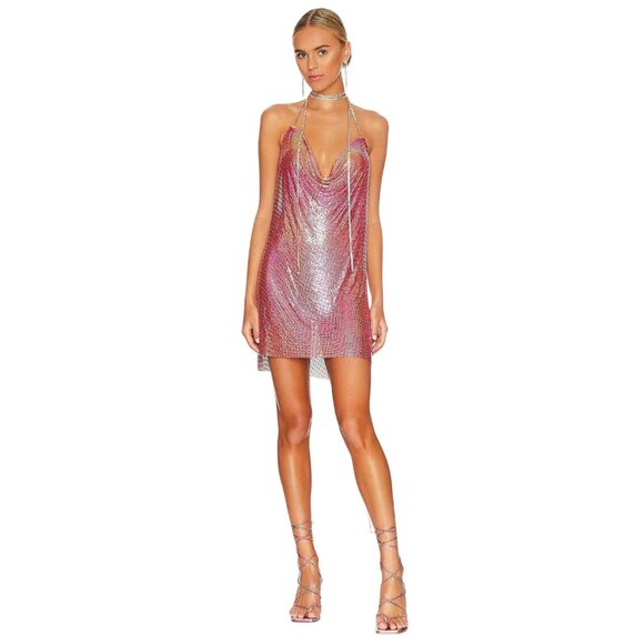 8 Other Reasons Chainmail Mini Dress in Pink One Size New Womens Party backless - Picture 1 of 11